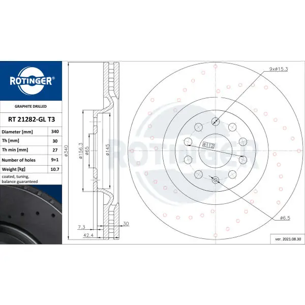 Autentický Brzdový kotouč ROTINGER RT 21282-GL T3