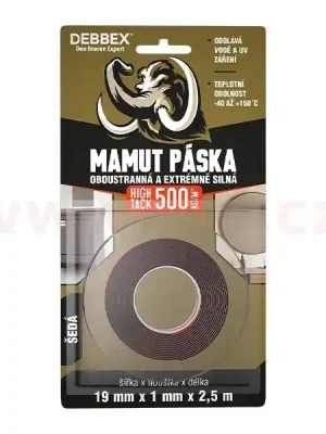 Výprodej Debex oboustranná a extrémně silná MAMUT PÁSKA HIGH TACK 19 mm x 1mm x 2,5 m