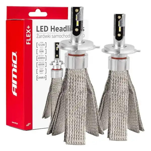 LED žárovky hlavního svícení FLEX+ H4/H19 canbus 6000K 12V 24V AMIO-03657 Ihned K Objednání