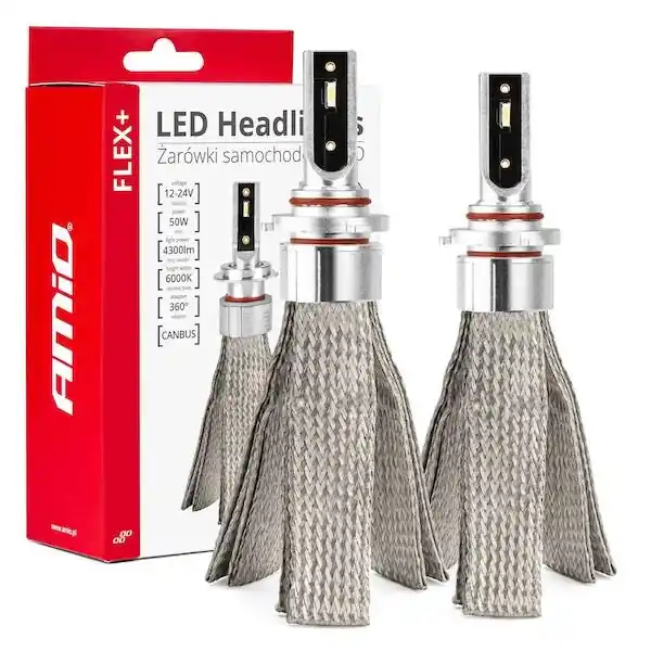 LED žárovky hlavního svícení FLEX+ HB3 9005/HIR1 9011/H10 canbus 6000K 12V 24V AMIO-03664 Akce