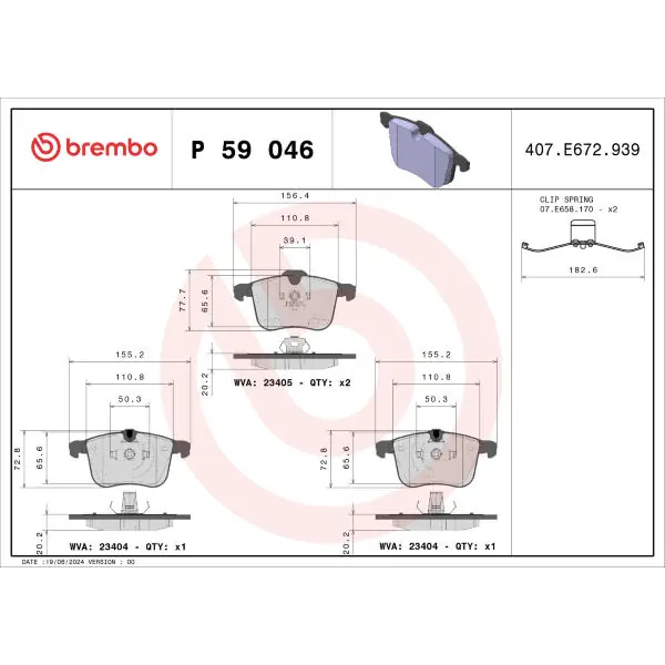 Sada brzdových destiček, kotoučová brzda BREMBO P 59 046 Sezónní Sleva