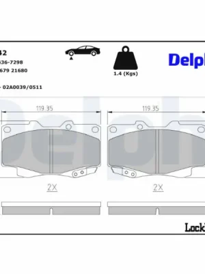 Sada brzdových destiček, kotoučová brzda DELPHI LP2242 Cenově Výhodný