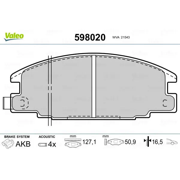 Sada brzdových destiček, kotoučová brzda VALEO 598020 Časově Omezené