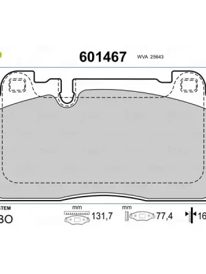 Aktuální Sada brzdových destiček, kotoučová brzda VALEO 601467