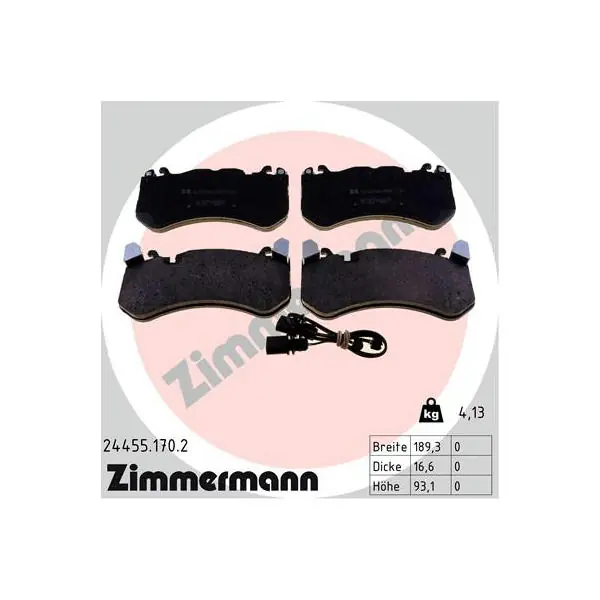 Sada brzdových destiček, kotoučová brzda ZIMMERMANN 24455.170.2 Ověřený