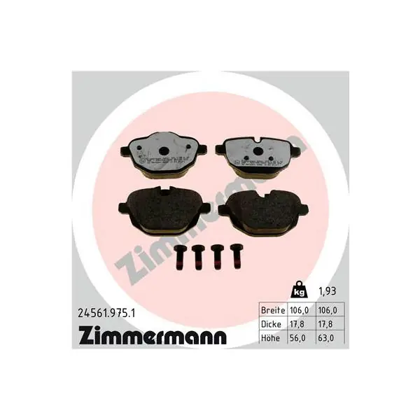 Sada brzdových destiček, kotoučová brzda ZIMMERMANN 24561.975.1 Výprodej